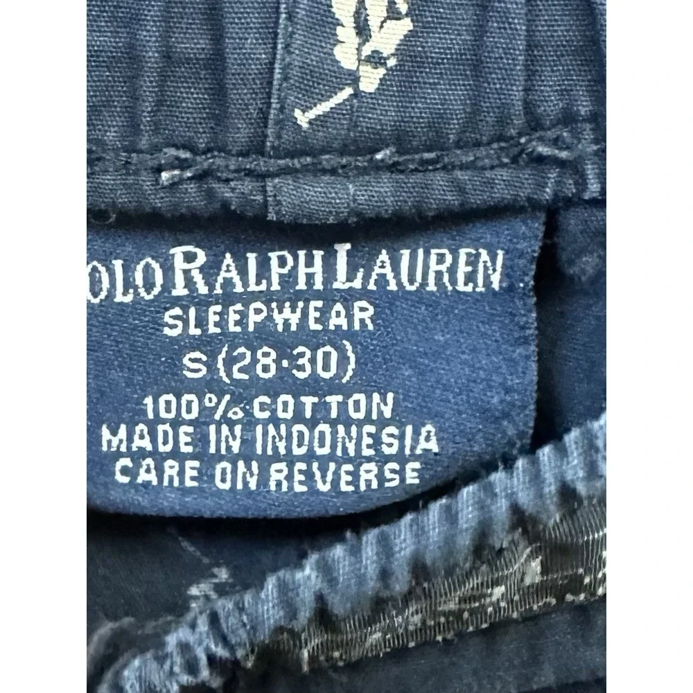 POLO RALPH LAUREN Sleepwear Navy Pajama Pants Men's Small Cream Pony All Over